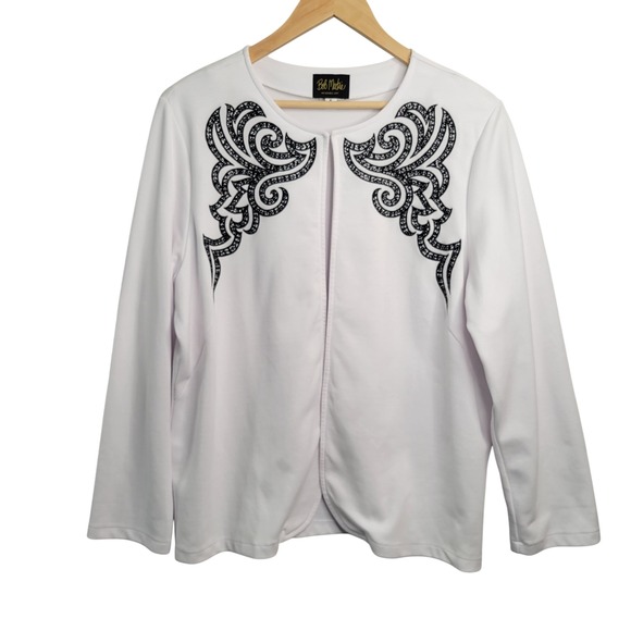 Vtg Bob Mackie Wearable Art White Embellished Jacket Women's Size L Open Front - Picture 1 of 8
